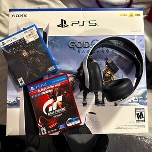 Sony PS5 Console Bundle with Black Headset and Games
